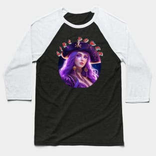 Girl power, violet eyed pirate Baseball T-Shirt